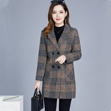 Load image into Gallery viewer, UHYTGF 5XL Plus Size Jacket Women&#39;s Fashion Plaid Autumn Winter Woolen Coat Women Casual Female Coats Abrigos Mujer Invierno 334