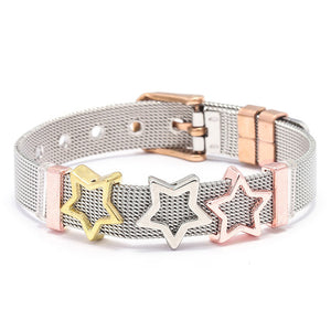 BRACE CODE Fashion Stainless Steel Mesh Bracelet Set Starry Zirconium Oxide Charm Bracelet Women Jewelry Gift Bracelet