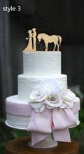 Load image into Gallery viewer, mixed style rustic wooden wedding cake topper bride and groom cake toppers mr mrs toppers with pet dog or cat 3pcs/lot
