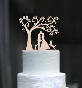 mixed style rustic wooden wedding cake topper bride and groom cake toppers mr mrs toppers with pet dog or cat 3pcs/lot