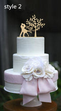 Load image into Gallery viewer, mixed style rustic wooden wedding cake topper bride and groom cake toppers mr mrs toppers with pet dog or cat 3pcs/lot