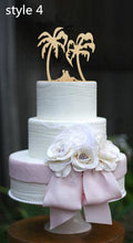 Load image into Gallery viewer, mixed style rustic wooden wedding cake topper bride and groom cake toppers mr mrs toppers with pet dog or cat 3pcs/lot